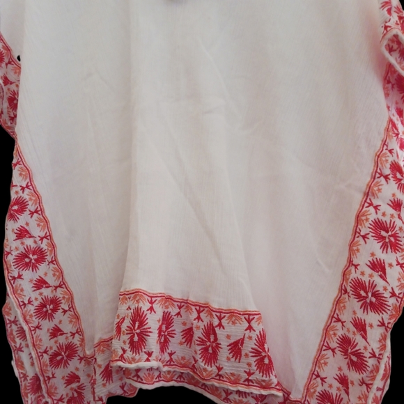 NYDJ Women's Square Cascade Popover, Optic White with Blaze EMB, M - Picture 3 of 5